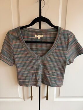 Madewell Space Dyed V-Neck Ribbed Crop Top NWOT